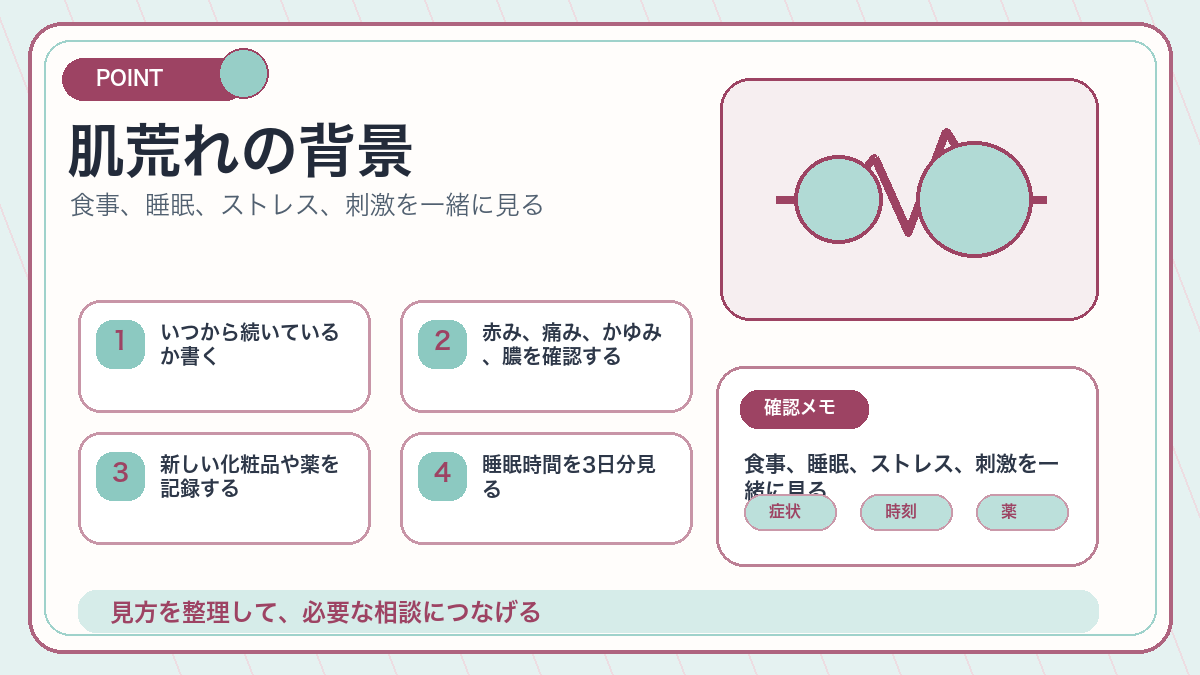 肌荒れの背景を説明するオリジナル挿絵