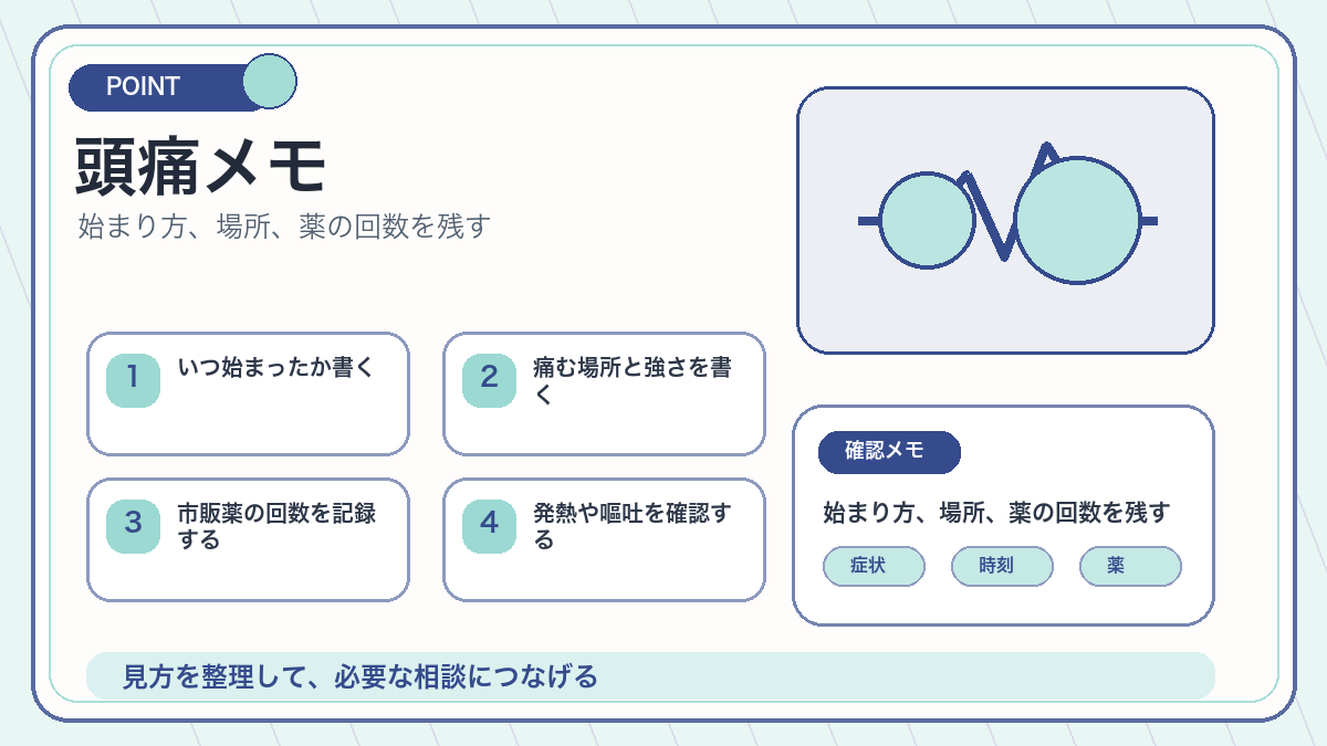 頭痛メモを説明するオリジナル挿絵