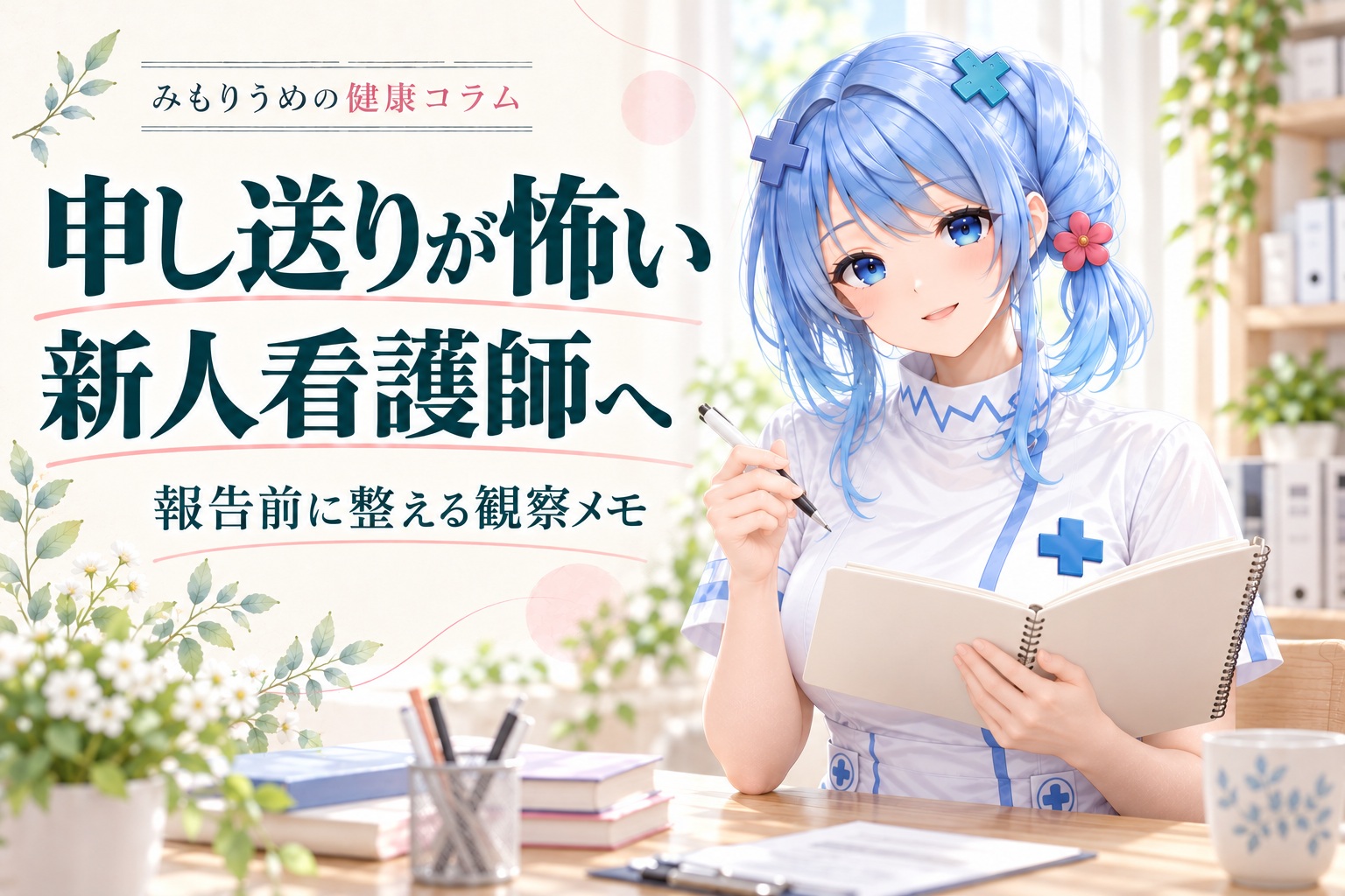 みもりうめの健康コラム。新人看護師の申し送り前に整える観察メモ。