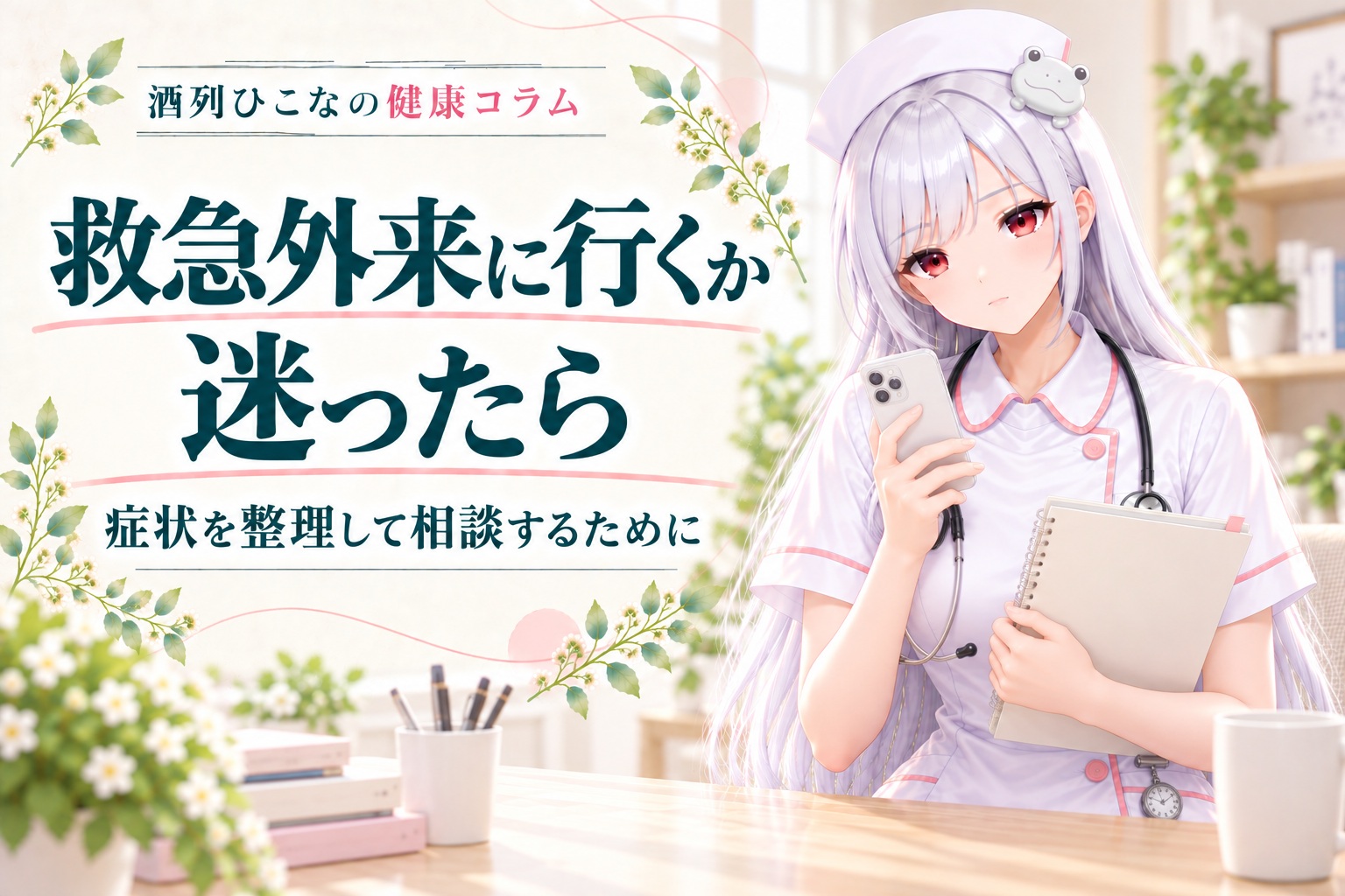 酒列ひこなの健康コラム。救急外来に迷ったとき、症状を整理して相談する。