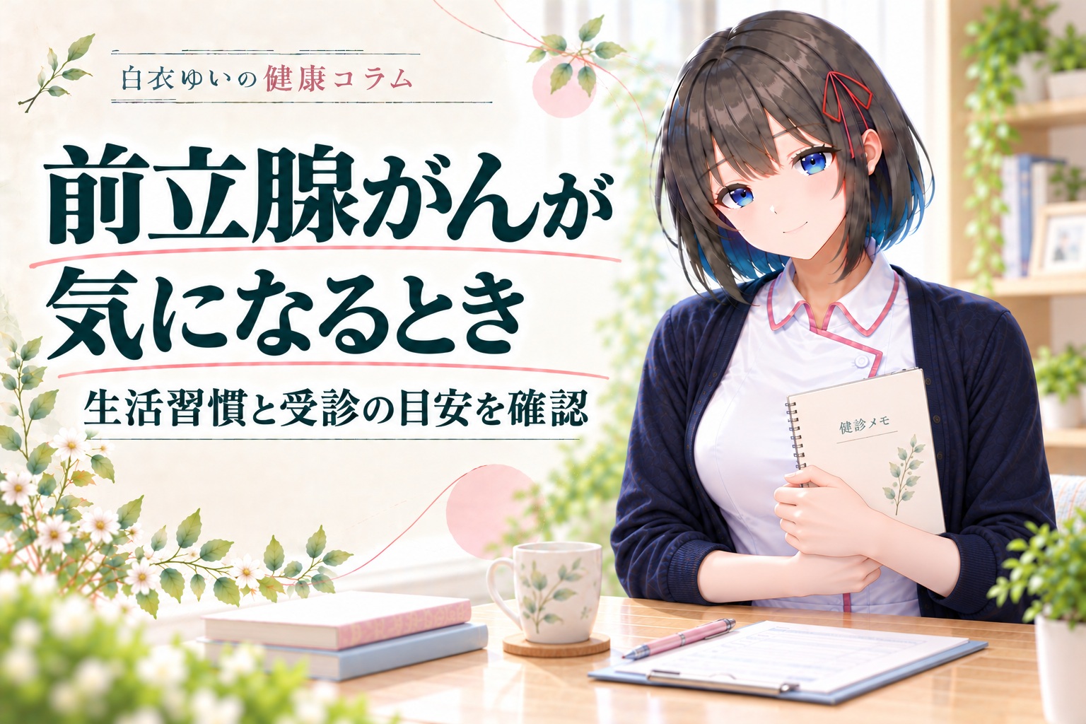 白衣ゆいの健康コラム。前立腺がんが気になるときの生活習慣と受診の目安。
