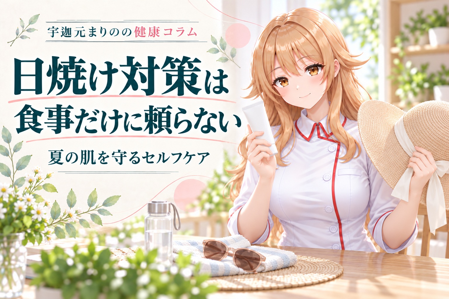 宇迦元まりのと、食事だけに頼らない日焼け対策の見出し