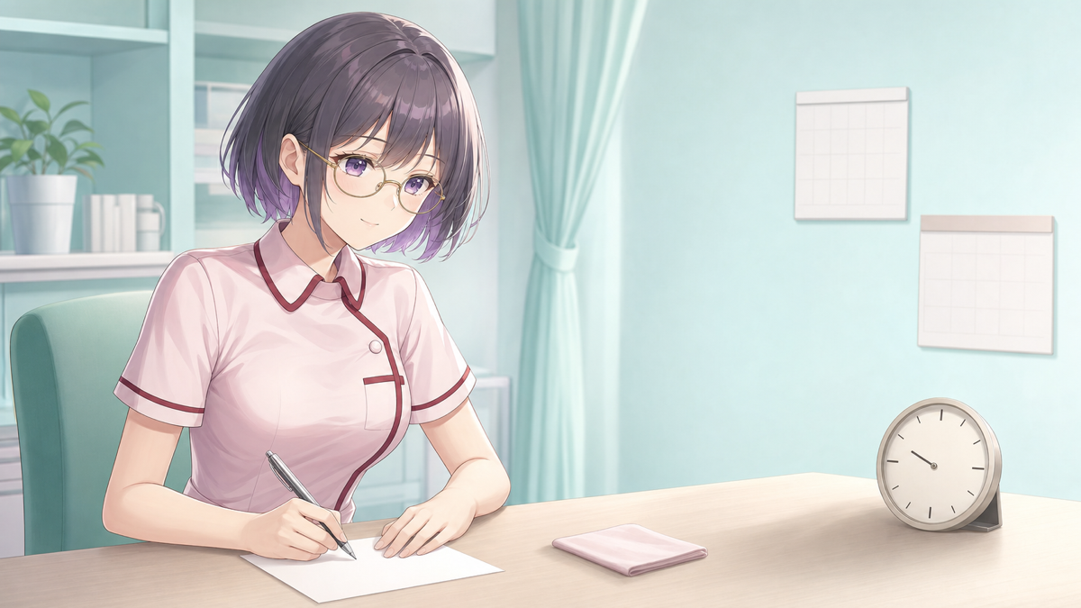 胡蝶くろのが汗の困りごとをメモに整理しているイメージ