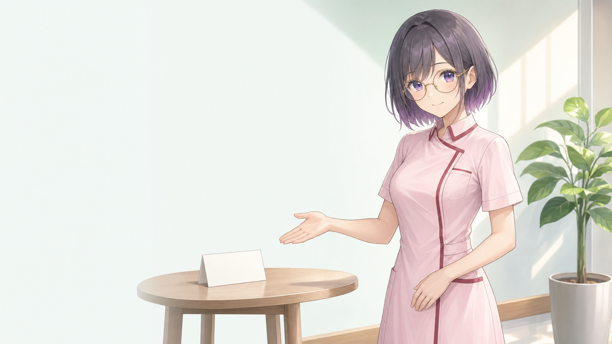 胡蝶くろのが皮膚科への相談を案内しているイメージ