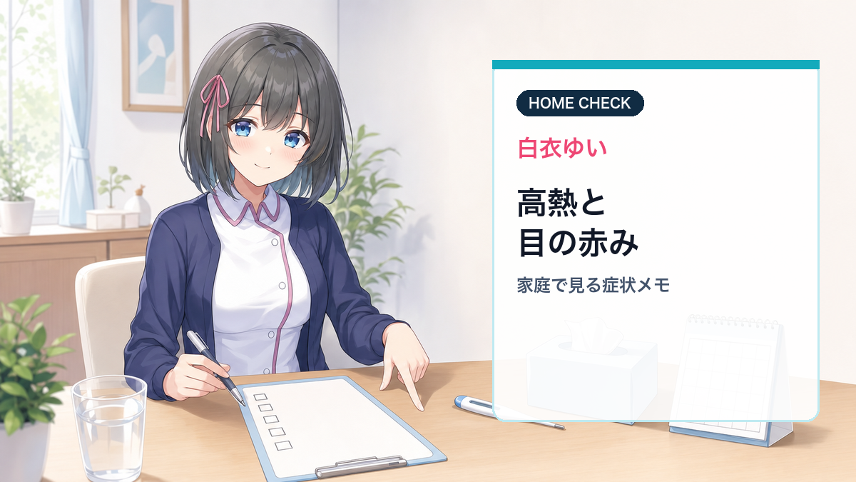 白衣ゆいが家庭で確認したい症状メモを示す健康コラム画像