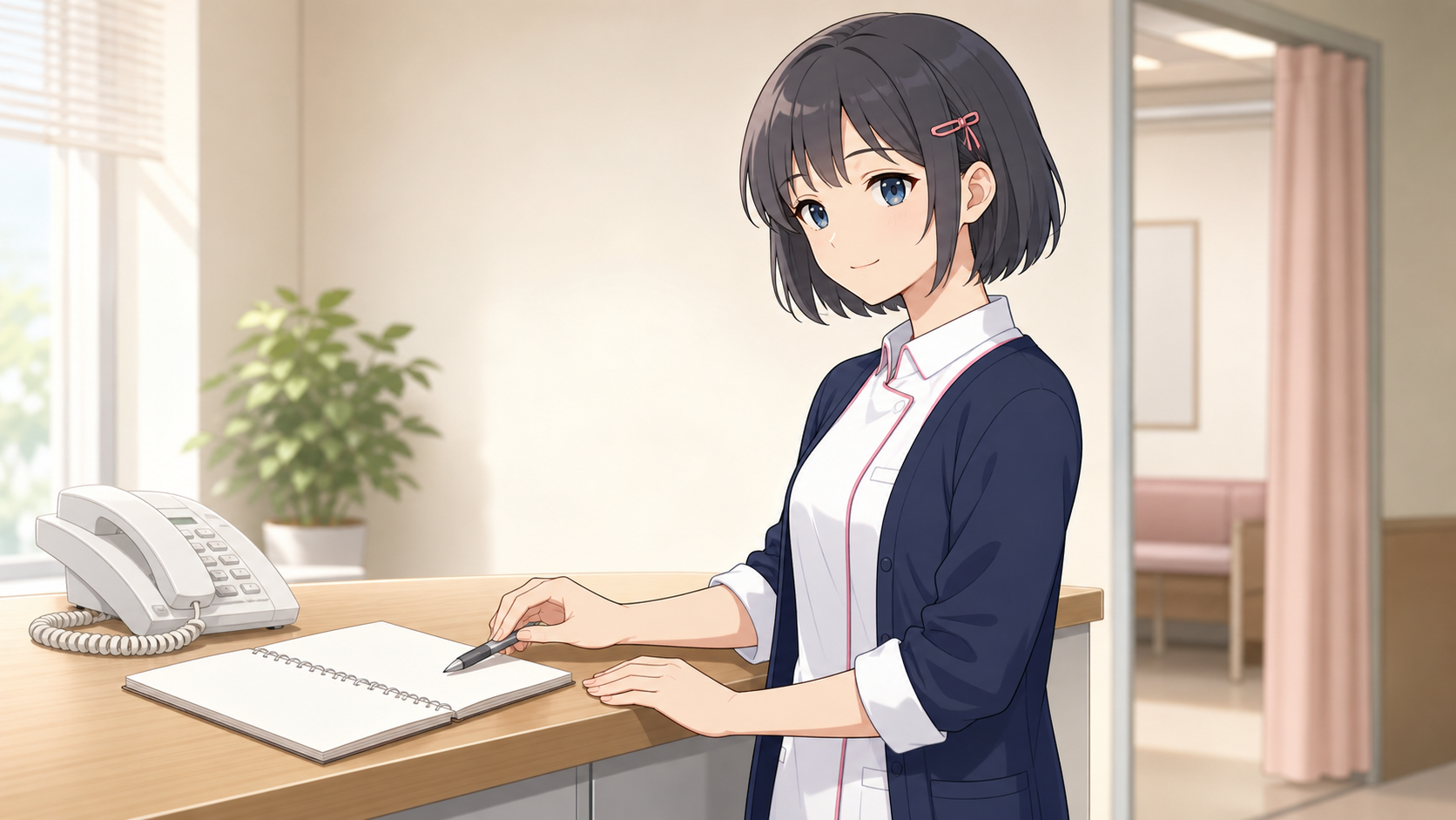白衣ゆいが受診前の相談メモを準備しているイラスト