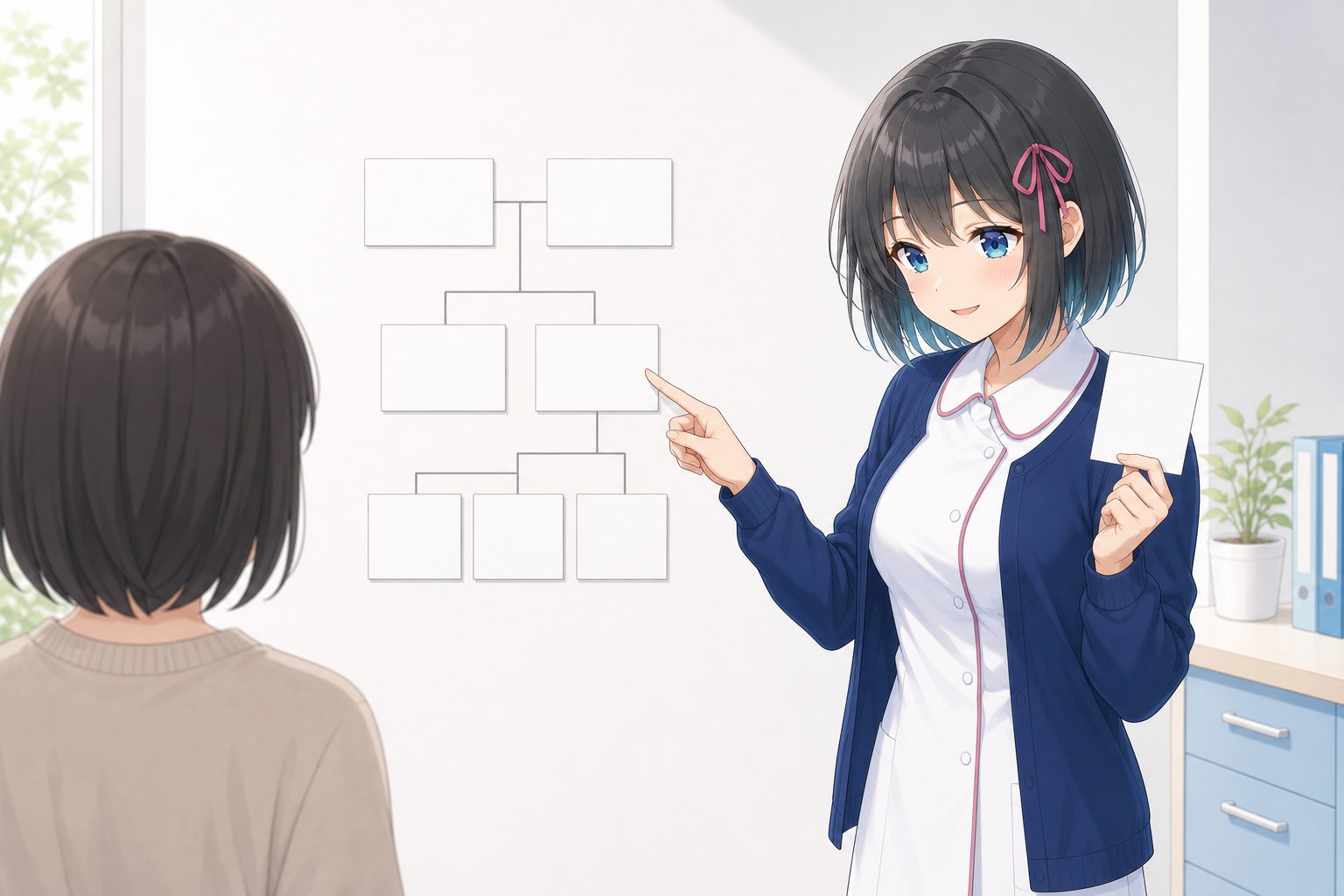 白衣ゆいが家族の健康情報を整理するイメージ