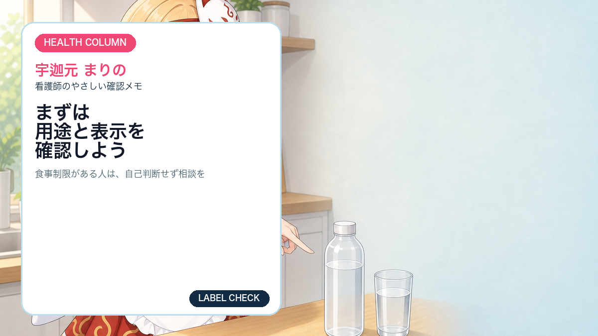 宇迦元まりのが飲み物とメモを確認しているイラスト