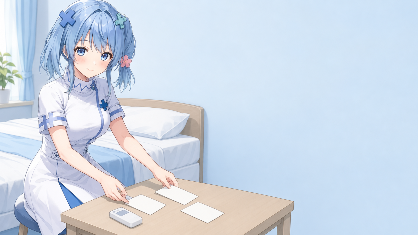 みもりうめが睡眠の様子を記録するためのメモを整理しているイラスト