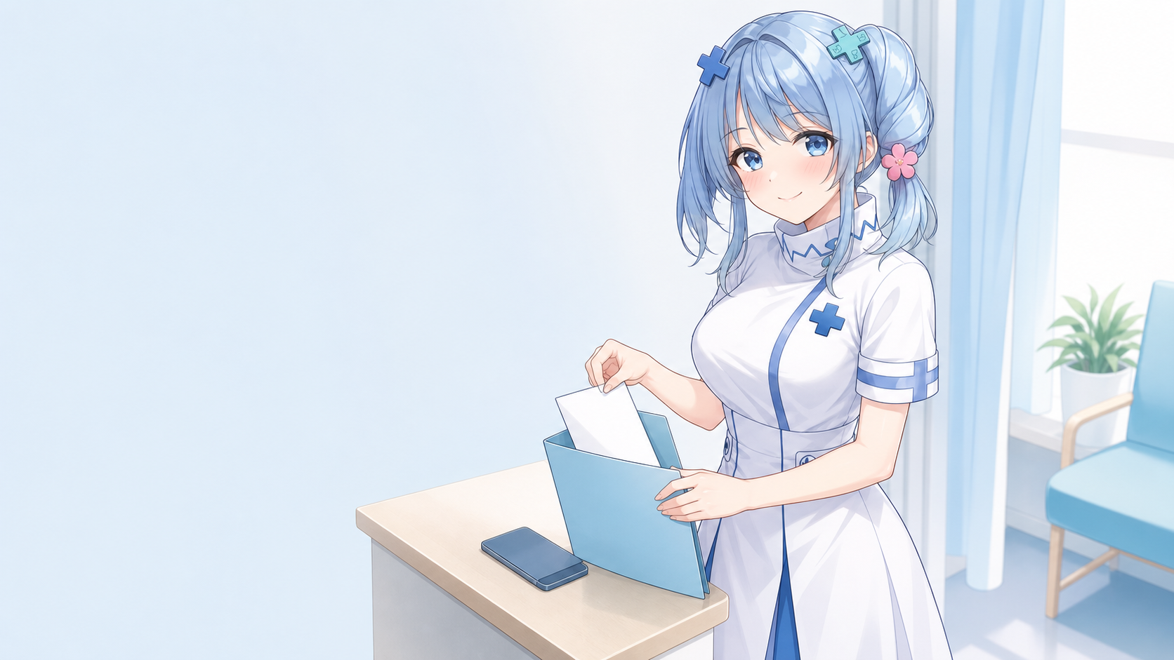 みもりうめが受診前に睡眠と日中の眠気の記録を準備しているイラスト