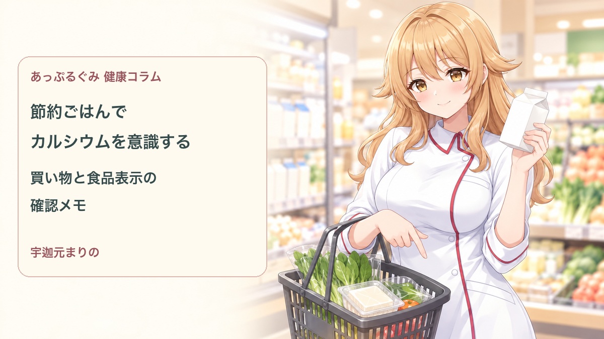 宇迦元まりのと考える節約ごはん、カルシウムと食品表示の確認メモ