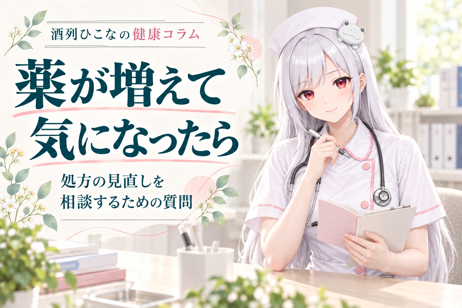 薬が増えて気になったら。処方の見直しを相談するための質問を酒列ひこなが案内