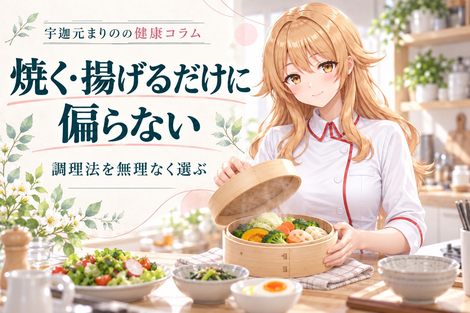 焼く・揚げるだけに偏らない。調理法を無理なく選ぶ。宇迦元まりのの健康コラム