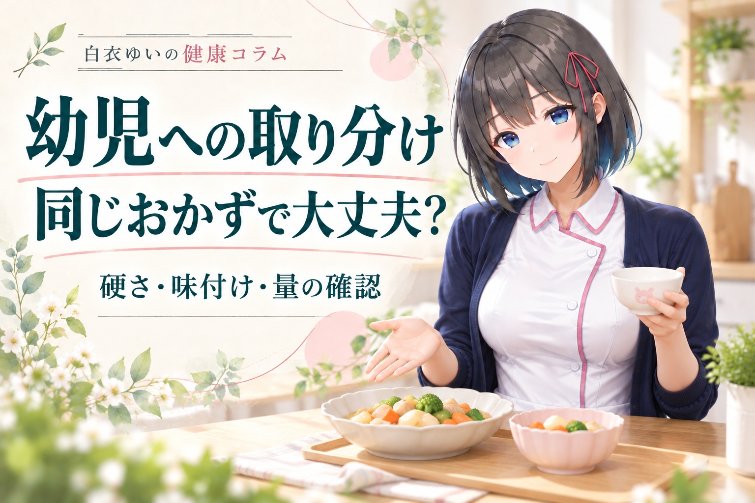 幼児への取り分け、同じおかずで大丈夫？硬さ・味付け・量の確認を白衣ゆいが案内