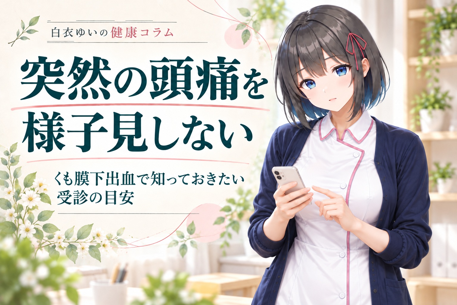 突然の頭痛を様子見しない。くも膜下出血で知っておきたい受診の目安。白衣ゆいの健康コラム