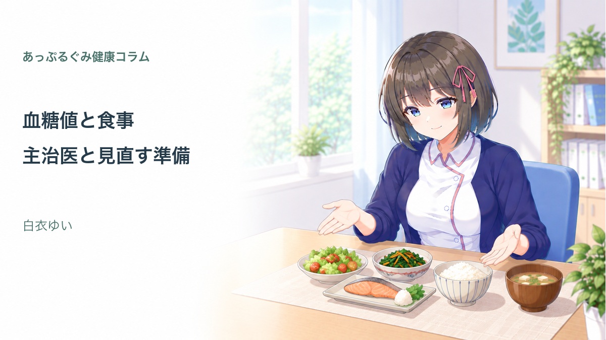 血糖値と食事の見直しを紹介する白衣ゆい
