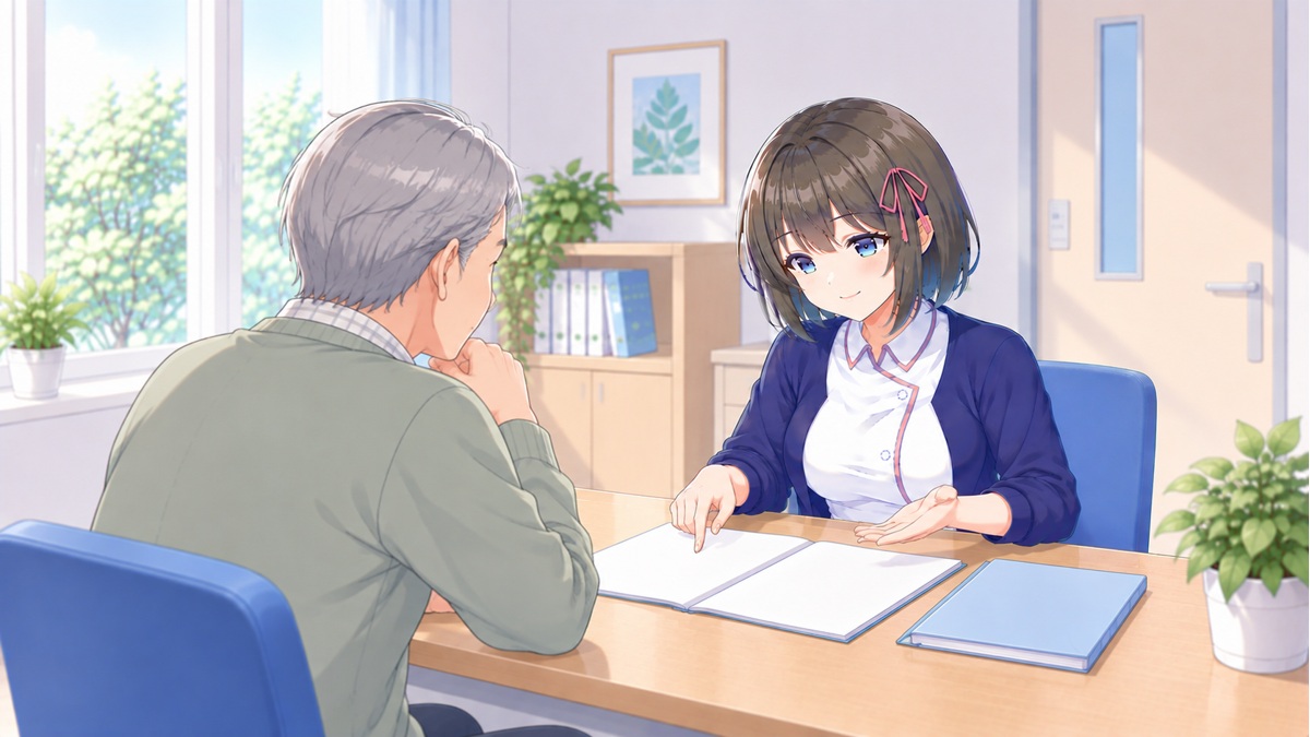 健診結果と食事について相談する白衣ゆい