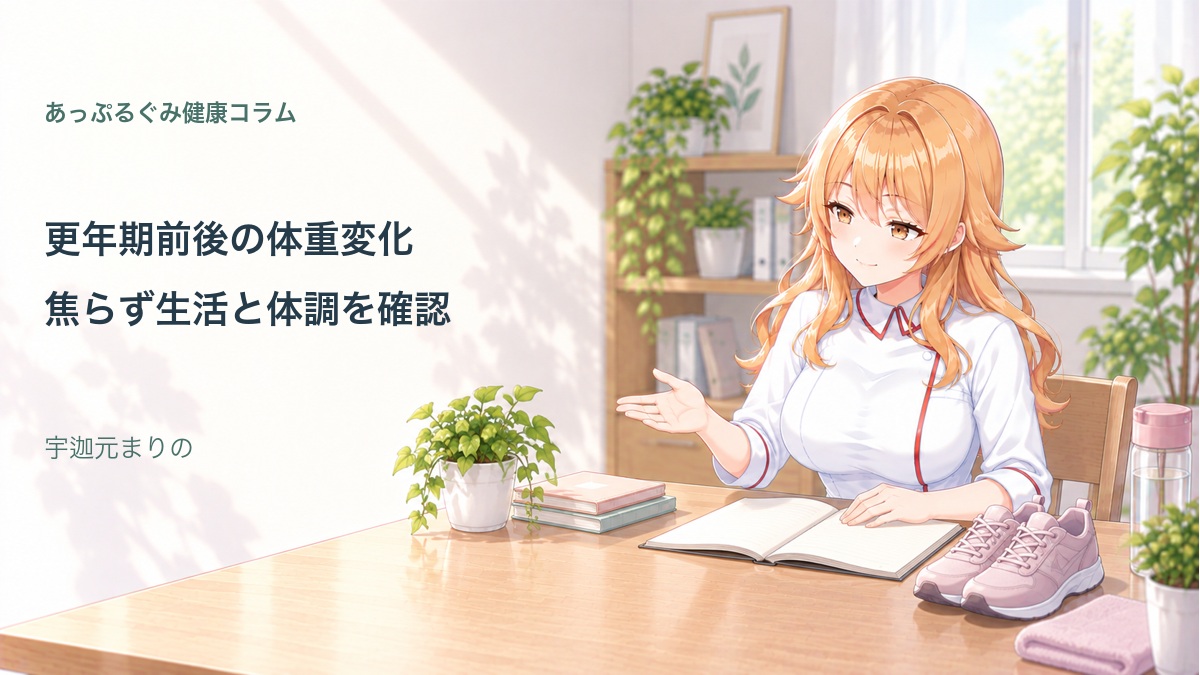 更年期前後の体重変化と生活を確認する宇迦元まりの