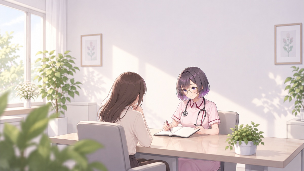 症状記録をもとに相談する胡蝶くろの