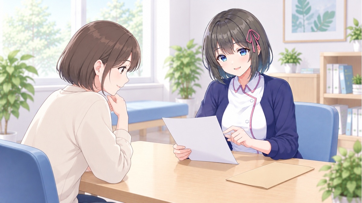 健診結果を相談する白衣ゆい