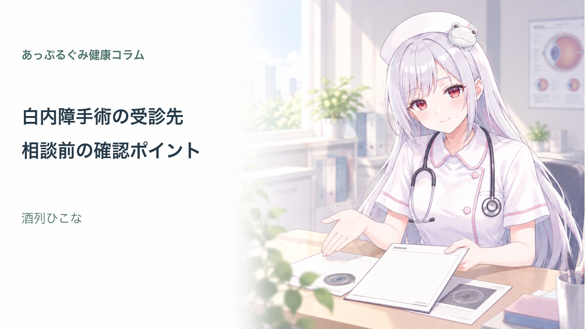 酒列ひこなと確認する白内障手術の受診先