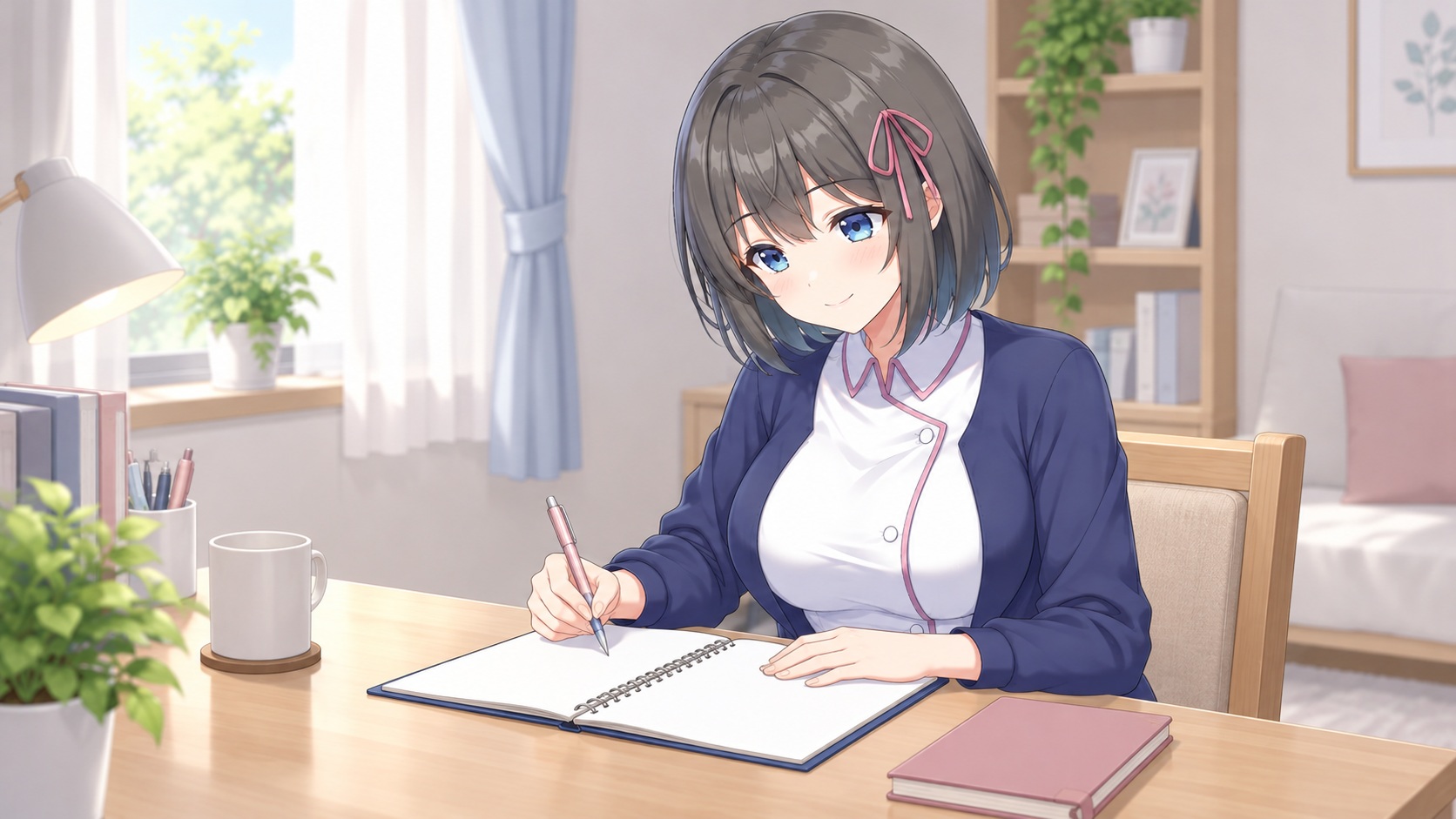 診察に向けて体調と質問をメモする白衣ゆい
