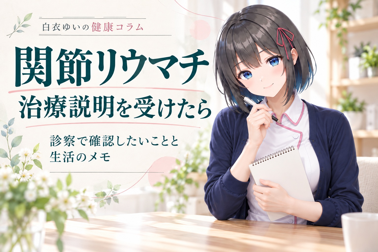 関節リウマチの治療説明を受けたら。診察で確認したいことと生活のメモ。白衣ゆいの健康コラム