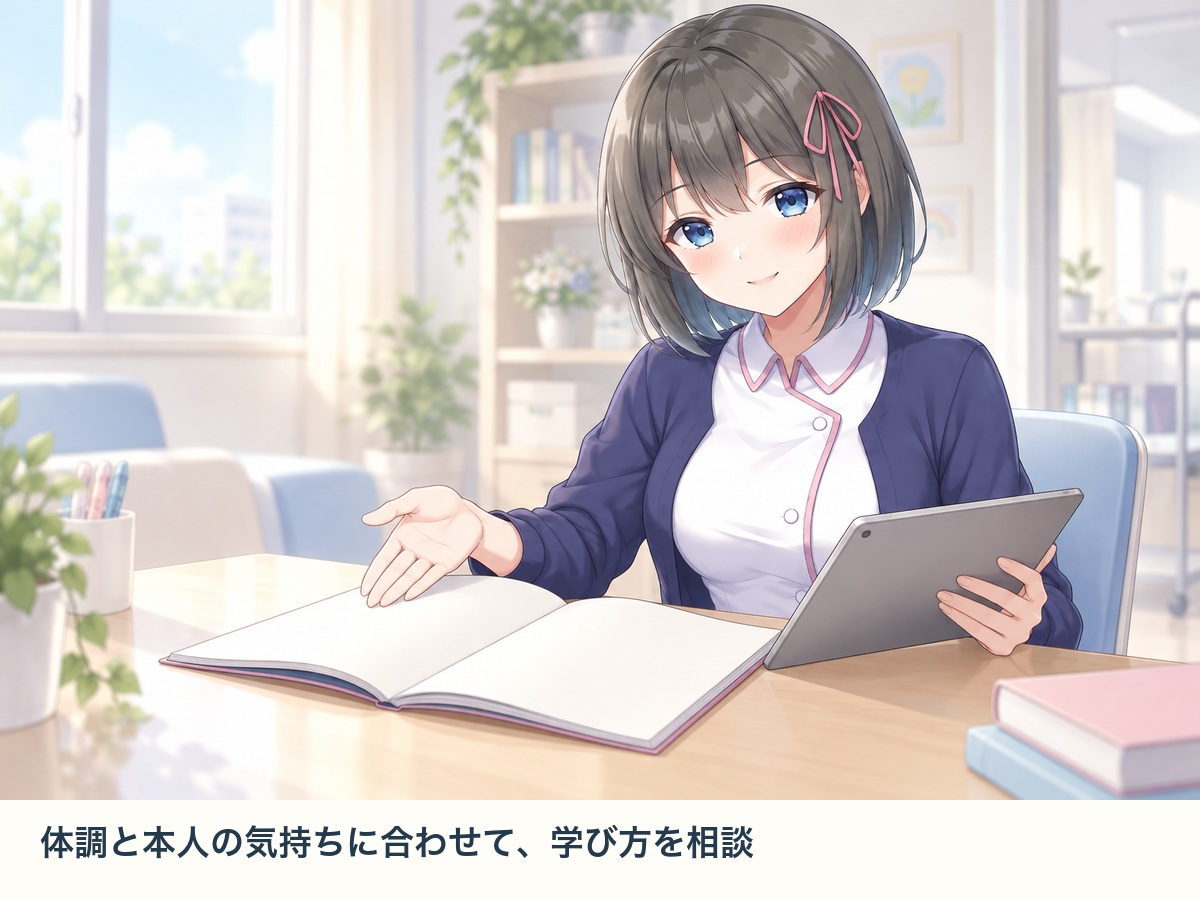 白衣ゆいが学習方法を相談するイメージ